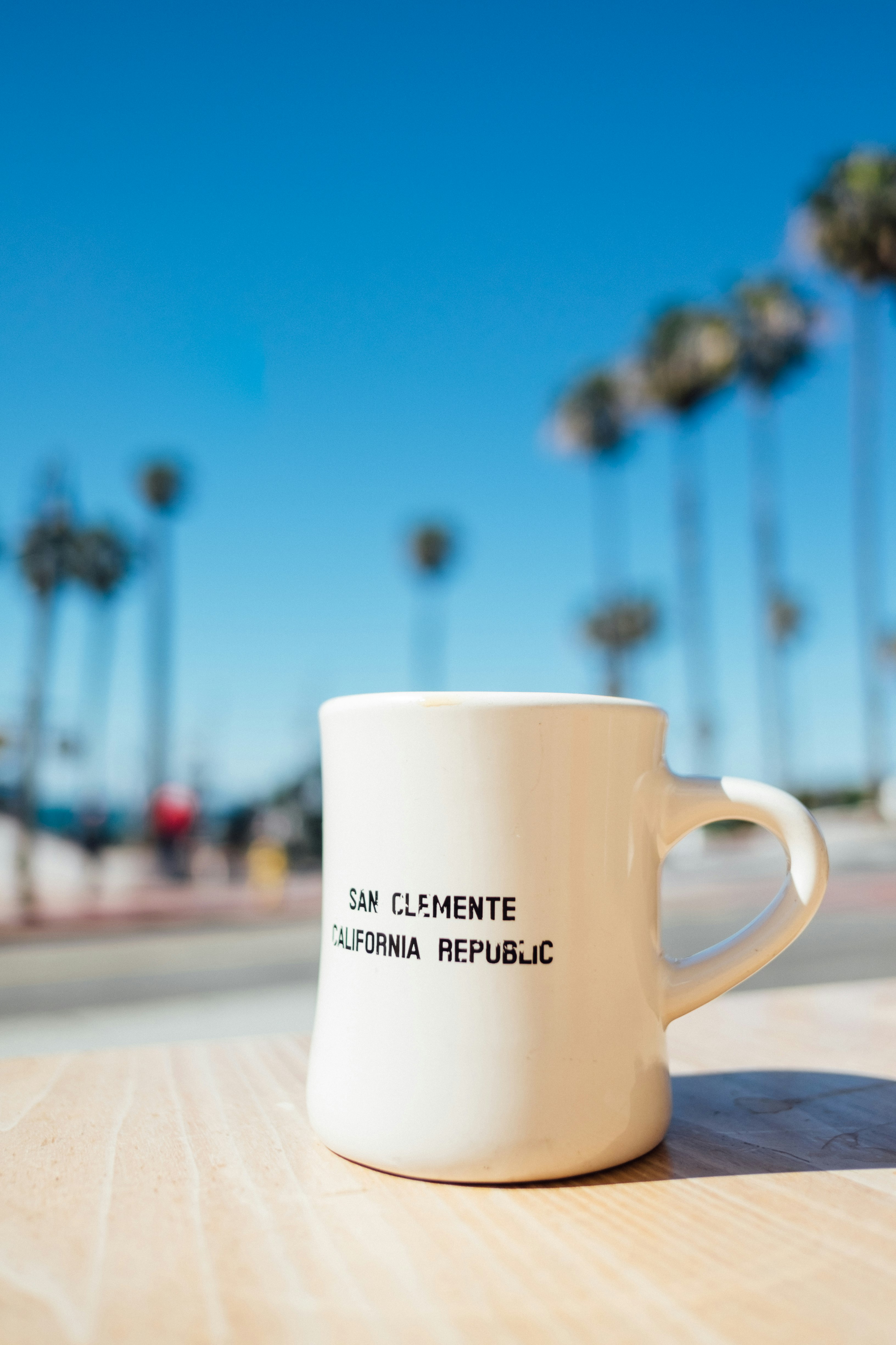 macro shot of white ceramic mug